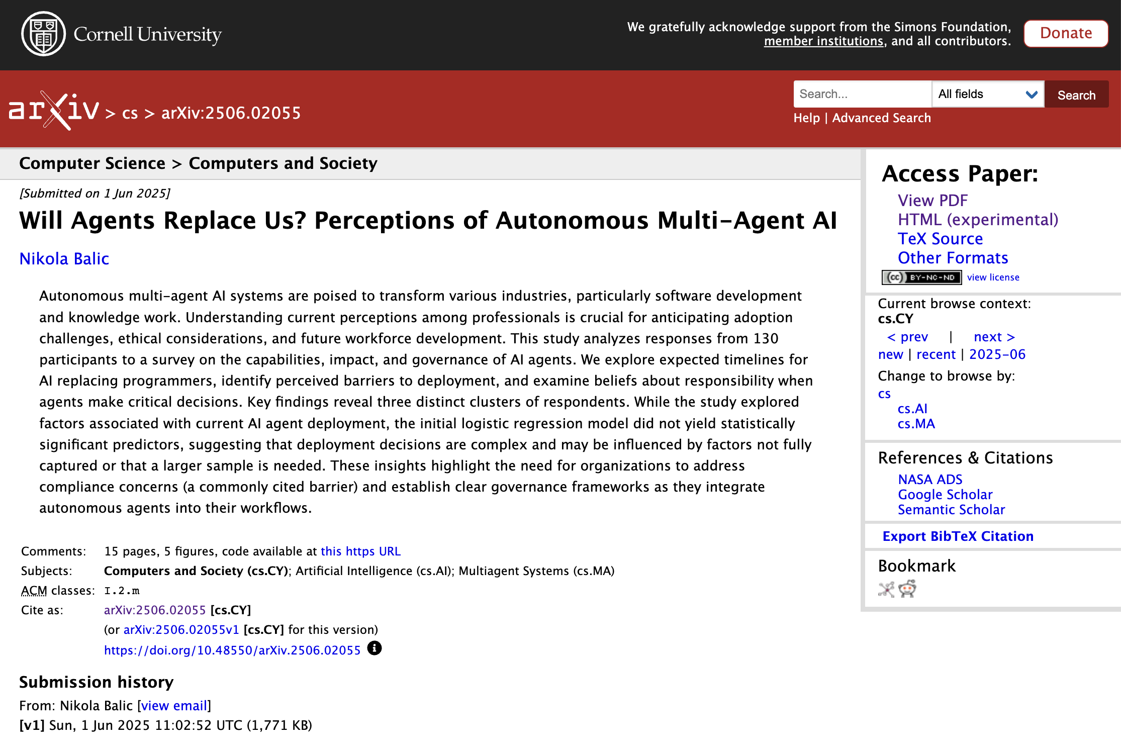 AI Research Paper on arXiv