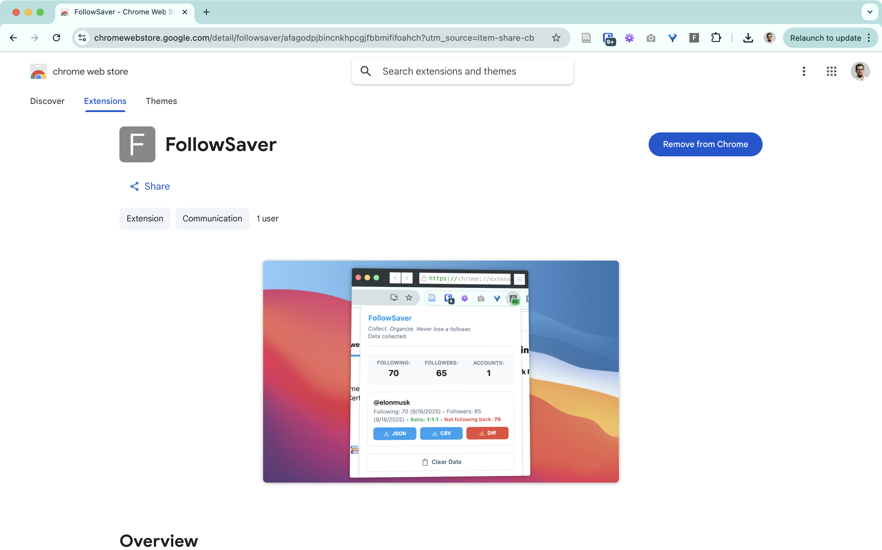 FollowSaver in the Chrome Web Store - Approved in 24 hours